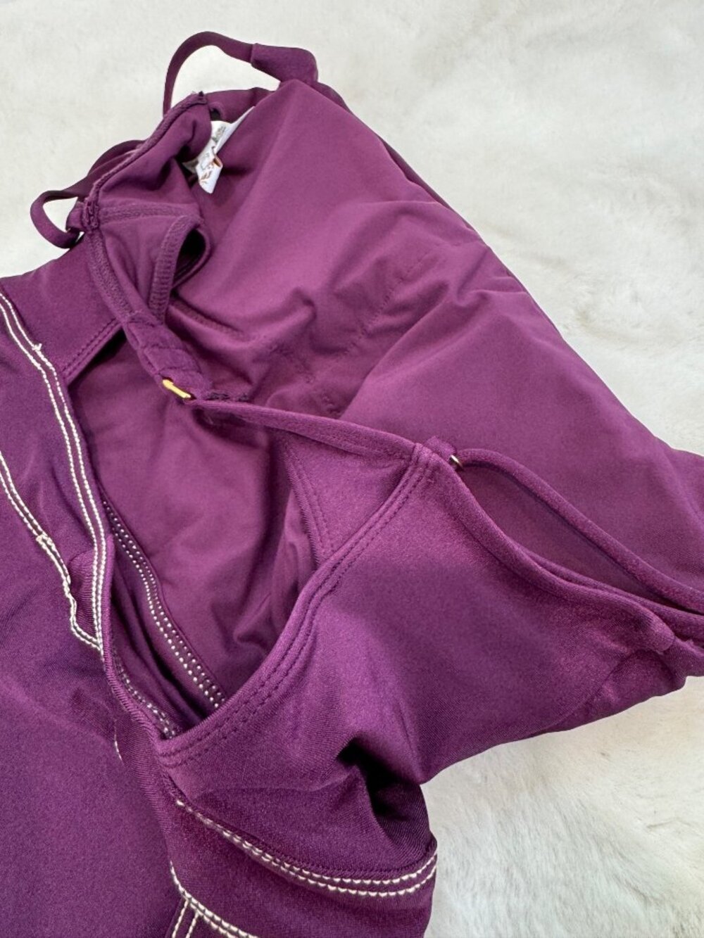 New Becca Women's Size M Aubergine Sheen One-Piece Swimsuit - Picture 10 of 12